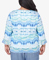 Alfred Dunner Plus Size Hyannisport Tie Dye Top