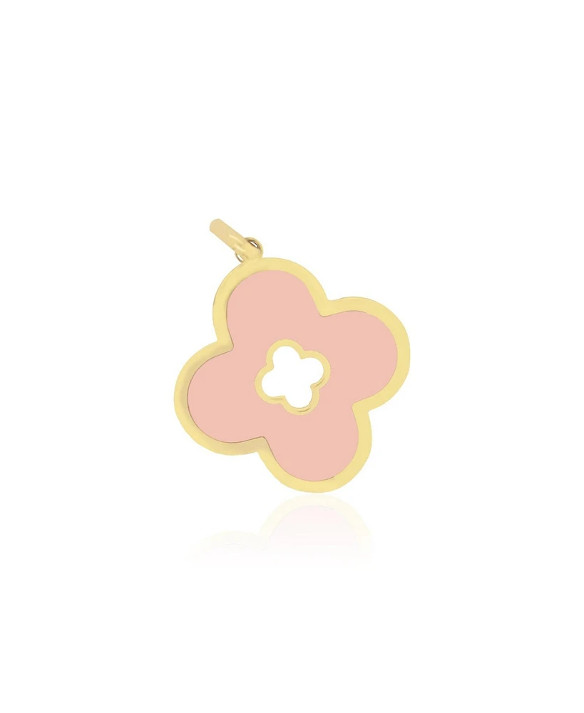 The Lovery Pink Pearl Clover Cut Out Charm 14K Gold