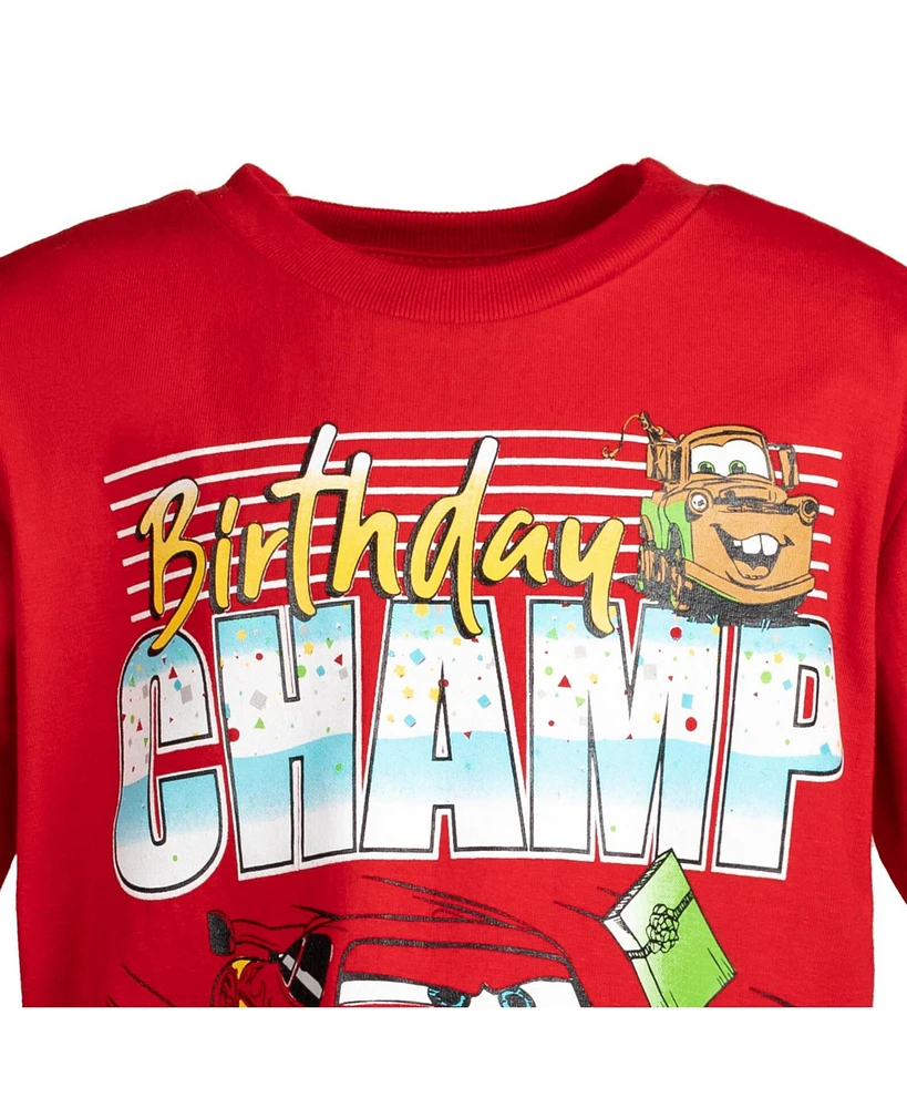 Disney Toddler Boys Pixar Cars Lightning McQueen Birthday Graphic T-Shirt Red