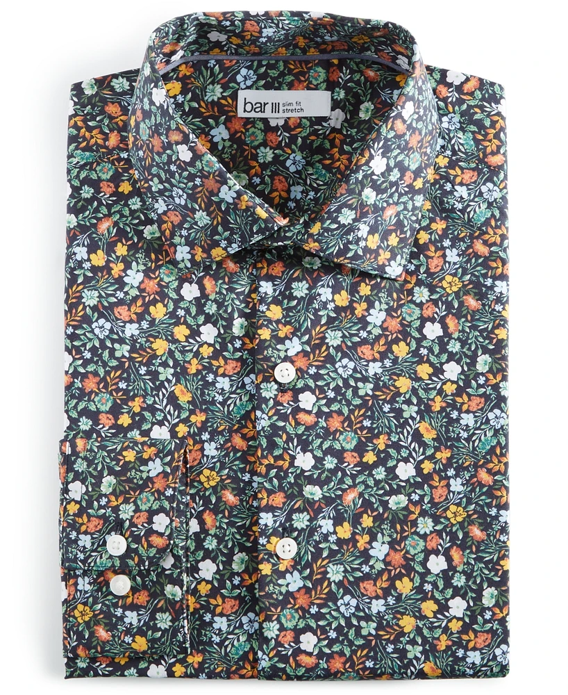 Bar Iii Men's Slim-Fit Water Floral Dress Shirt, Created for Macy's