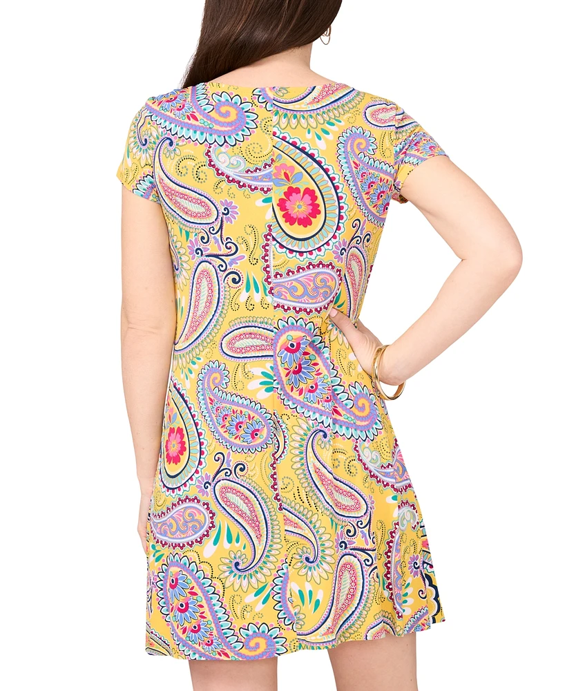 Msk Petite Paisley-Print O-Ring Shift Dress