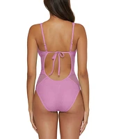 Becca Women's Network Plunge-Neck One-Piece Swimsuit