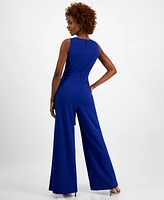 Connected Women's Tie-Front Flyaway Wide-Leg Jumpsuit