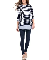 Seraphine Women's Cotton Maternity Nursing Sweater with Detachable Collar