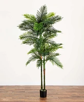 Nearly Natural 8ft. Uv Resistant Artificial Double Robellini Palm Tree Indoor/Outdoor