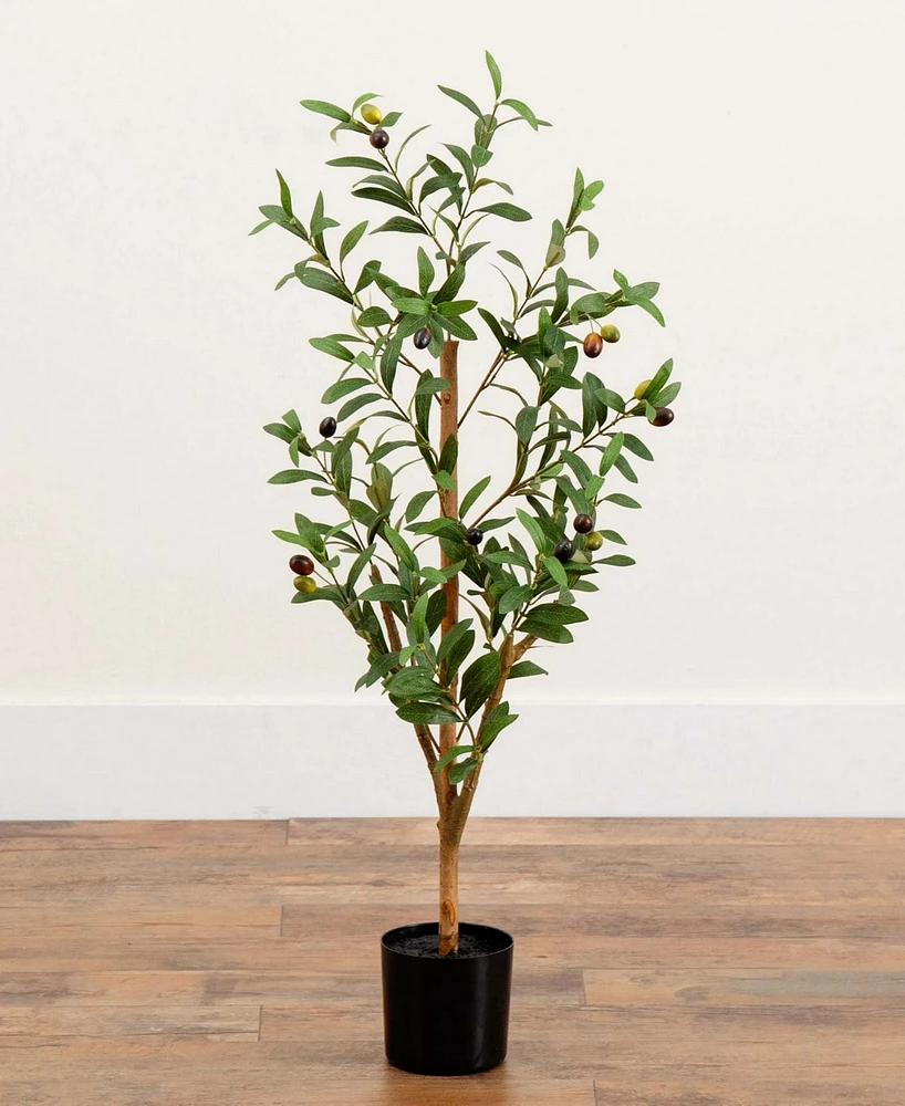 Nearly Natural 3ft. Artificial Olive Tree with Natural Trunk