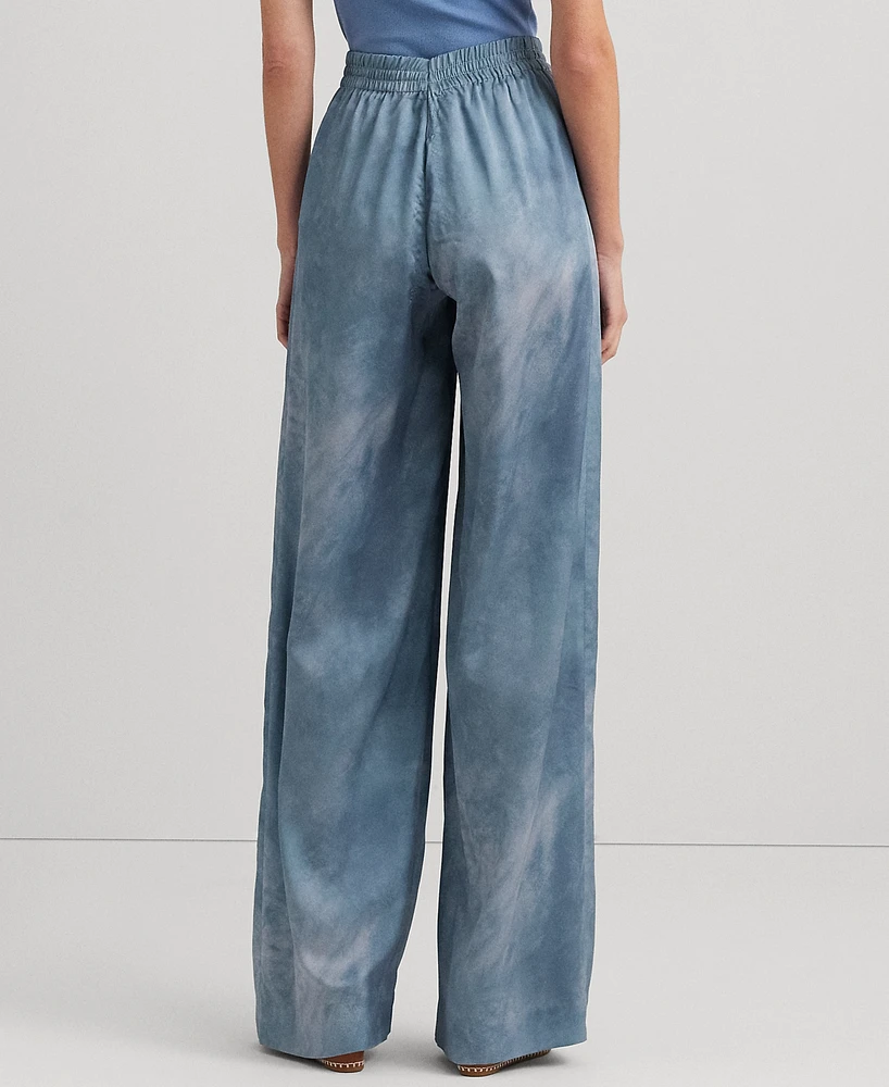 Lauren Ralph Petite Printed Satin Charmeuse Pants