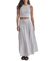 Dkny Jeans Women's Cropped Smocked Cotton Tank Top