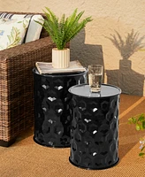 Glitzhome Set of 2 Multi-Functional Honeycomb Metal Garden Stool or Planter Stand