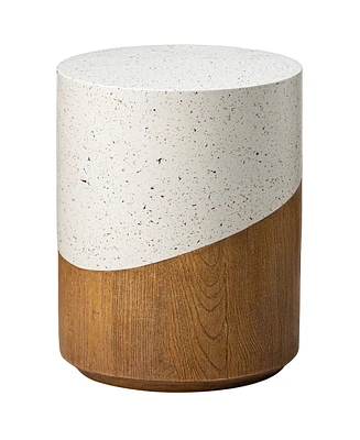 Glitzhome Multi-functional Faux Terrazzo and Wood Texture Garden Stool or Plant Stand