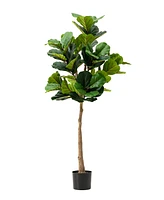 Glitzhome 5ft. Faux Fiddle Leaf Fig Tree in Pot