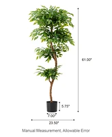 Glitzhome 5ft. Creative Shaped Faux Ficus Tree in Pot