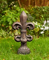 Glitzhome Bronze Standing Fleur De Lis Garden Statue