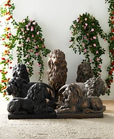 Glitzhome Oversized Bronze Sitting Lion Garden Statue