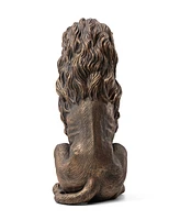 Glitzhome Set of 2 Oversized Bronze Sitting Lion Garden Statue