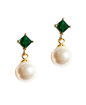 seree Diana - Zircon pearl drop earrings