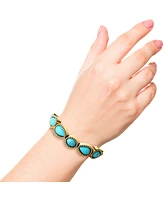 Jessica Simpson Womens Turquoise Stone Slider Bracelet - Oxidized Gold-Tone or Silver-Tone Lariat with Accents