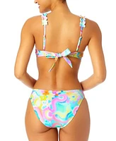 Salt Cove Juniors Swirl Print Ruffle Strap Bikini Top High Leg Bikini Bottoms Created For Macys