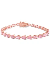 Lab-Grown Pink Sapphire Pear Shape Tennis Bracelet (13-1/2 ct. t.w.) in Rose-Plated Sterling Silver