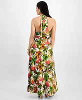 I.n.c. International Concepts Petite Linen-Blend Halter Maxi Dress, Created for Macy's