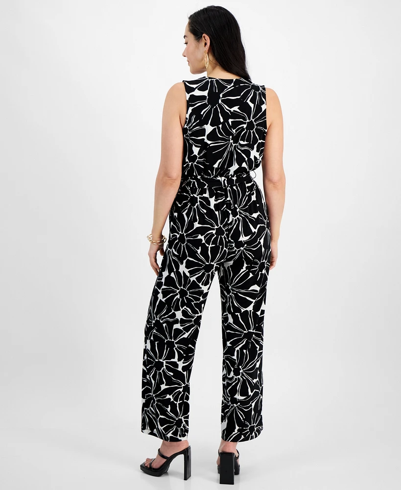 I.n.c. International Concepts Petite Printed Tie-Waist Sleeveless Jumpsuit, Created for Macy's