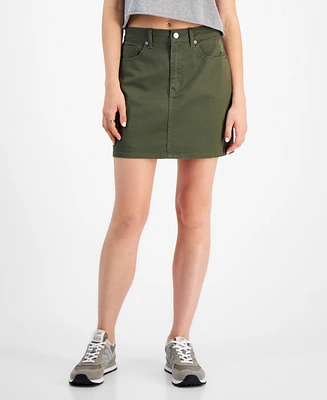 Tinseltown Juniors' Zip-Front Five-Pocket Mini Skirt