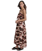 Dkny Women's Cotton Voile Printed Sleeveless Tie Dress