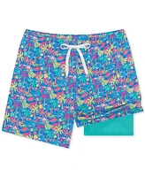 Chubbies Men's The Tropical Bunches Quick-Dry 5-1/2" Swim Trunks with Boxer-Brief Liner