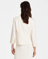 Kasper Women's Jacquard Collarless Open Blazer