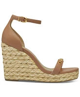 Donna Karan New York Yulissa Embellished Ankle-Strap Espadrille Wedge Sandals