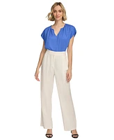 Calvin Klein Women's Linen-Blend Wide Leg Pants