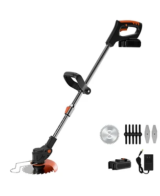 Sugift Cordless String Weed Tiller Cultivator, Trimmer & Edger with Battery and Charger