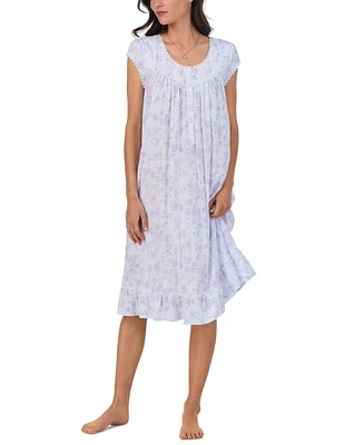 Eileen West Women's Cap-Sleeve Ruffled Waltz Nightgown