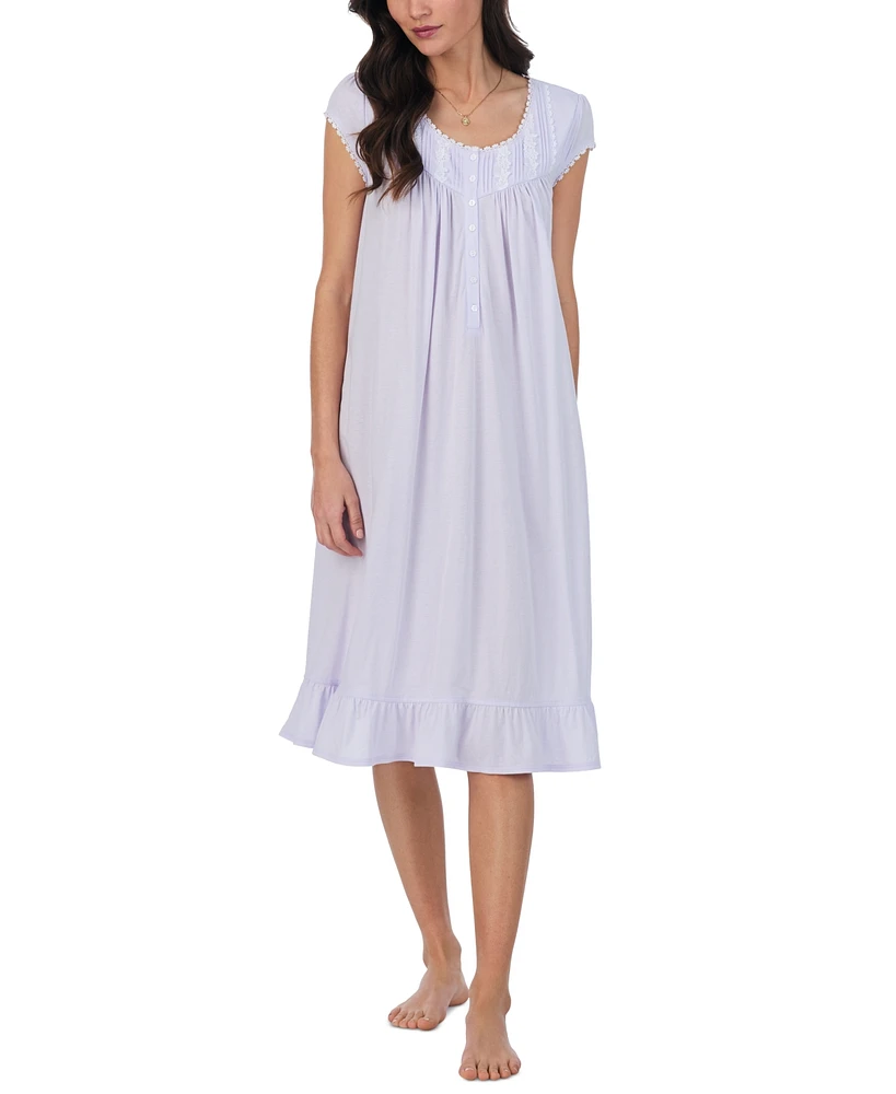 Eileen West Women's Cap-Sleeve Ruffled Waltz Nightgown