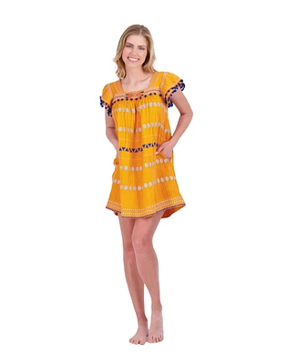 Mer St. Barth Women's Mini Sandrine Dress Marigold Embroidery