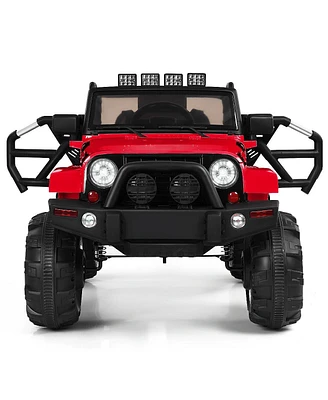 Sugift 12V Electric Ride On Truck with Parental Remote Control and Led Lights