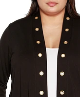 Belldini Plus Grommet Detail Cropped Knit Cardigan Sweater