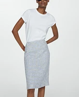 Mango Women's Tweed Midi Skirt - Lt