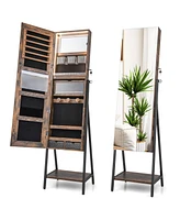 Sugift Freestanding Jewelry Cabinet with Full-Length Mirror