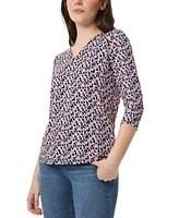 Jones New York Women's Printed Moss Crepe 3/4-Sleeve Top