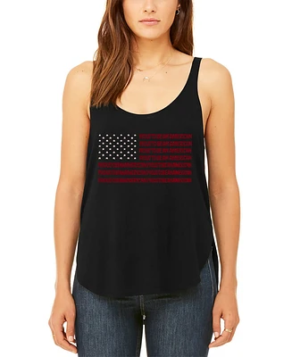 La Pop Art Women's Premium Word Proud To Be An American Flowy Tank Top