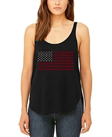 La Pop Art Women's Premium Word Art Proud To Be An American Flowy Tank Top