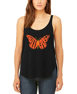 La Pop Art Women's Premium Word Butterfly Flowy Tank Top