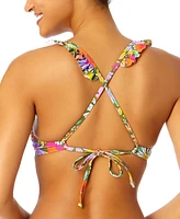 Salt + Cove Women's Printed Ruffle-Strap Push Up Underwire Bikini Top, Created for Macy's