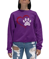 La Pop Art Women's Word Paw Heart Crewneck Sweatshirt