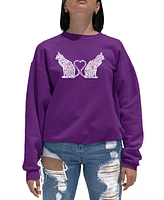 La Pop Art Women's Word Cat Tail Heart Crewneck Sweatshirt