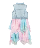 Rare Editions Toddler & Little Girls Denim Vest Topper Dress