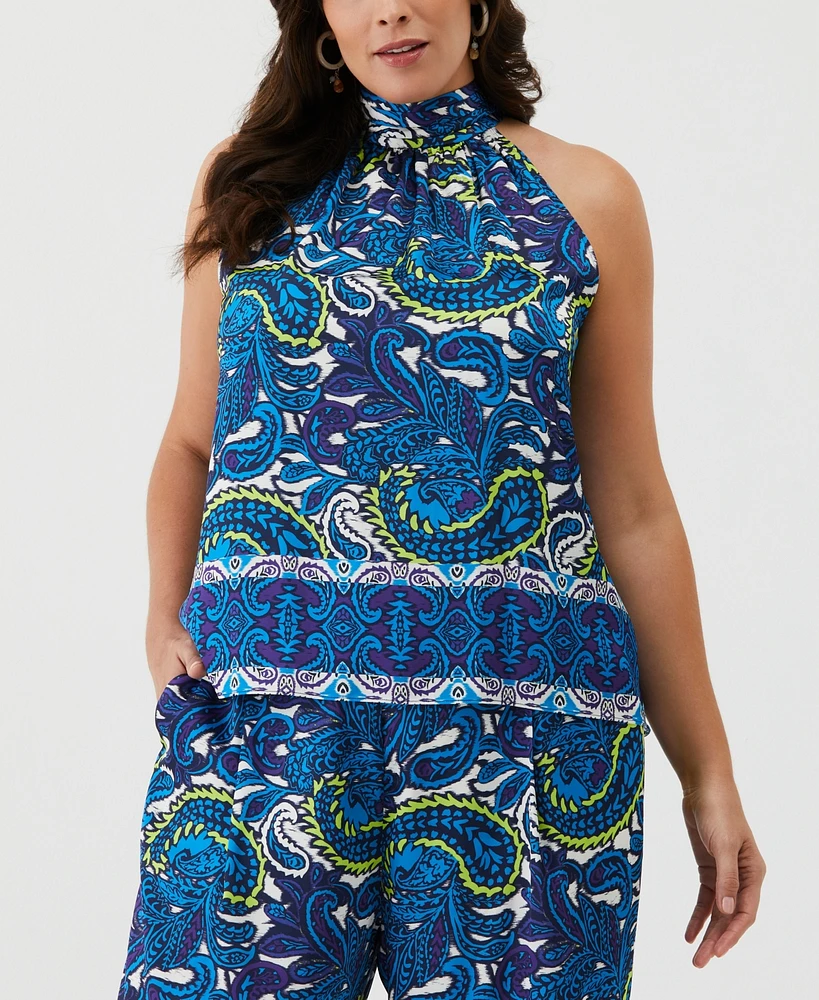 Ella Rafaella Plus Paisley Print Sleeveless Halter Top