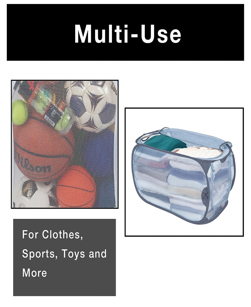 Smart Design Mesh Pop Up Flip Laundry Hamper and Basket 15" x 25"