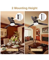 DELight 52" 3 Blades Ceiling Fan with Led Light and Remote Control Indoor Room Decoration